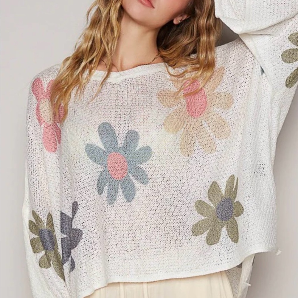 POL Multicolor Floral Knit Sweater